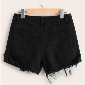 Black denim shorts